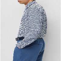 پیراهن / بلوز دکمه دار آبی مردانه های برش خورده 50497090 433 BOSS