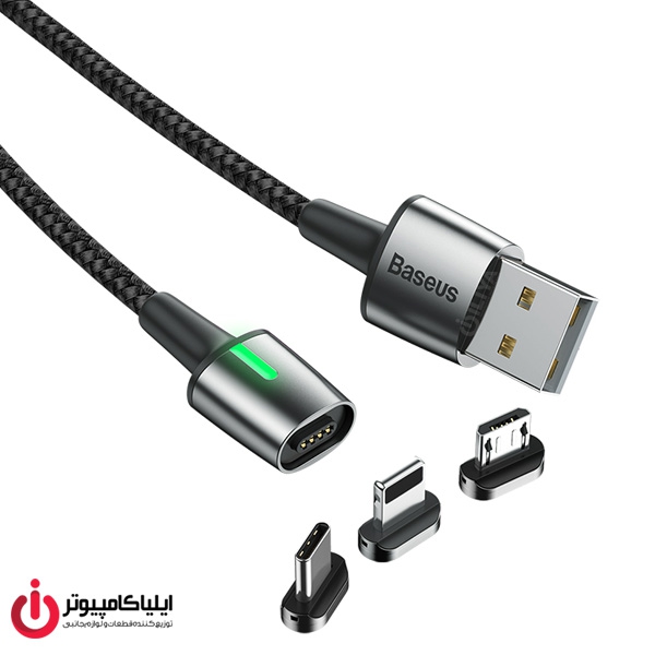 کابل کنفی مغناطیسی چند کاره با پورت Type-C , Micro USB , Lightning برند بیسوس