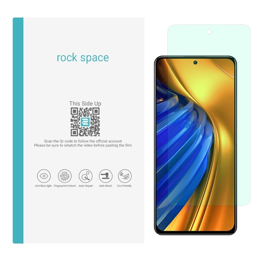  گلس شیائومی POCO f4 مدل نانو هیدروژل گرین لایت برند راک اسپیس