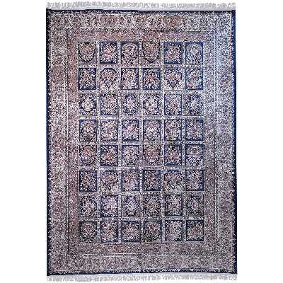 فرش ماشینی زمرد مشهد طرح 50002 زمینه آبی تیره