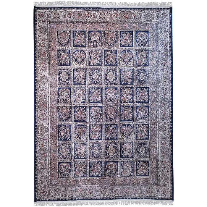 فرش ماشینی زمرد مشهد طرح 50002 زمینه آبی تیره