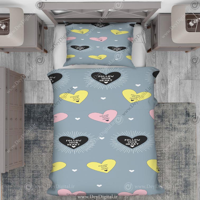 روتختی یکنفره طرح قلب های رنگی کودکانه PK-2782