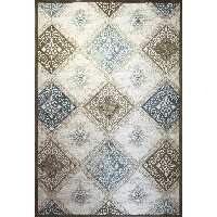 فرش ماشینی زمرد مشهد طرح 1727 زمینه کرم آبی