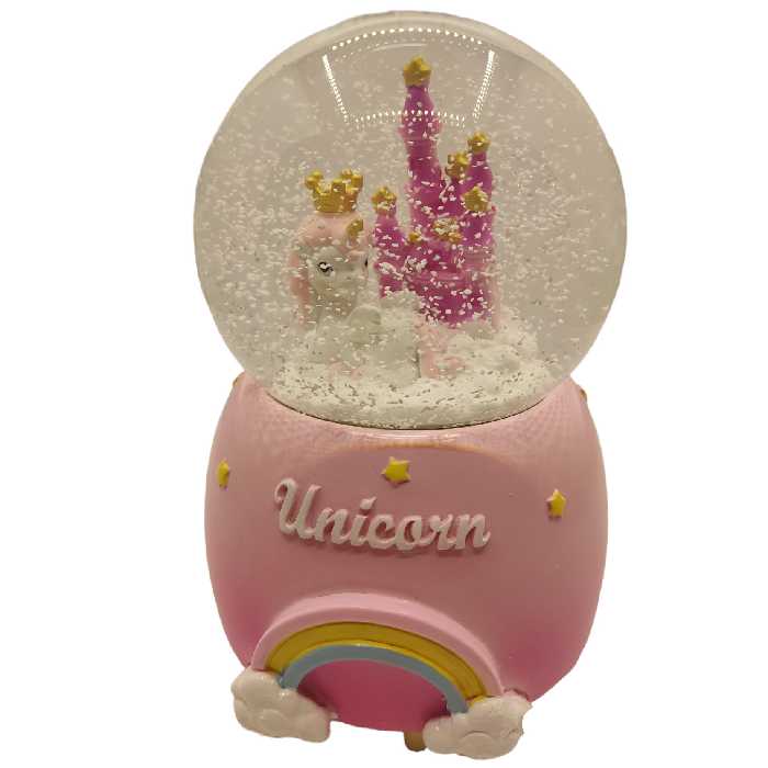 گوی موزیکال مدل پمپی طرح یونیکورن و قصر روی ابر