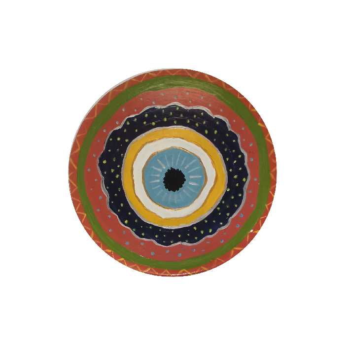 بشقاب دیوارکوب سفالی مدل چشم نظر رنگی کد339