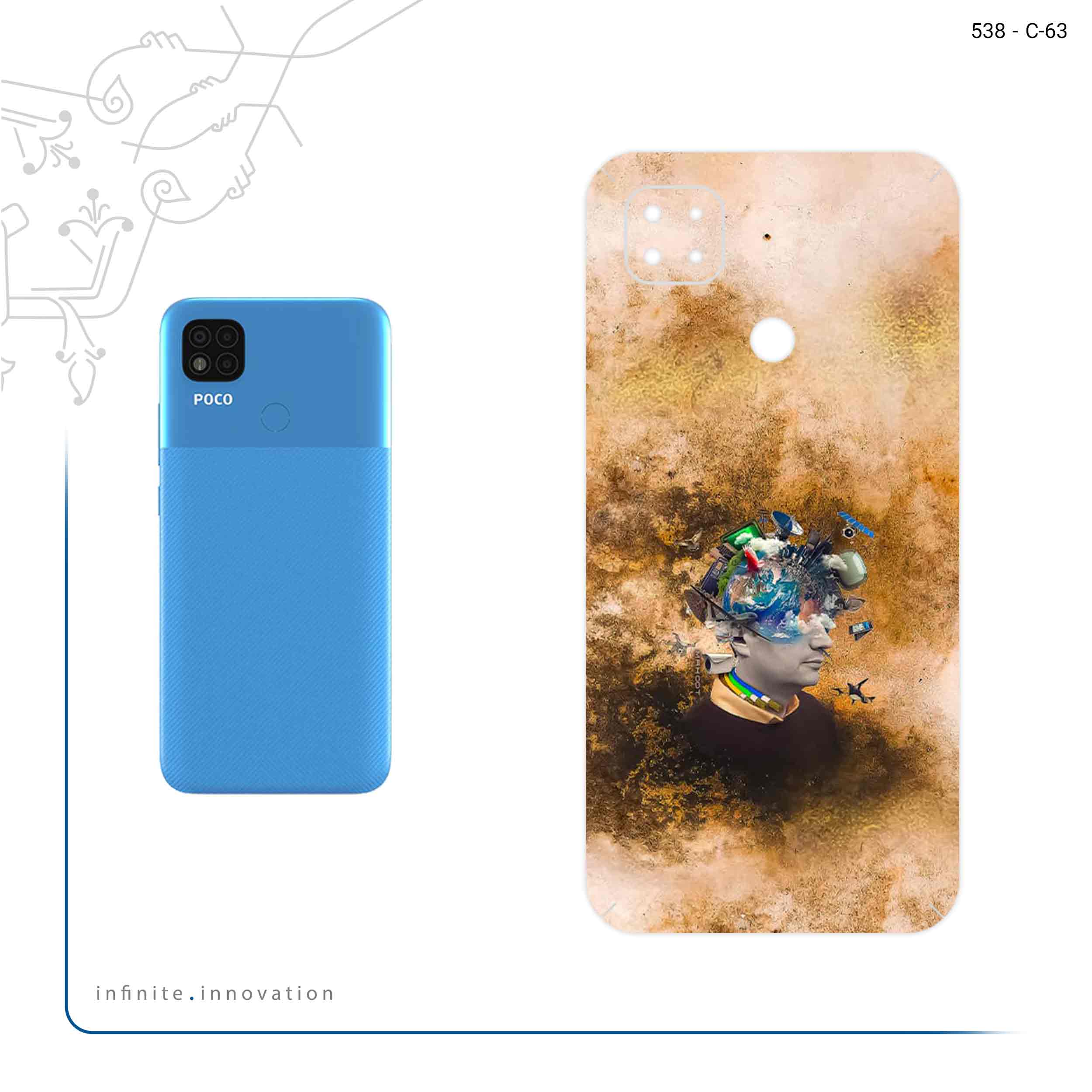 برچسب پوششی ماهوت مدل Collage of surreal Portrait of Men مناسب برای گوشی موبایل شیائومی Poco C31