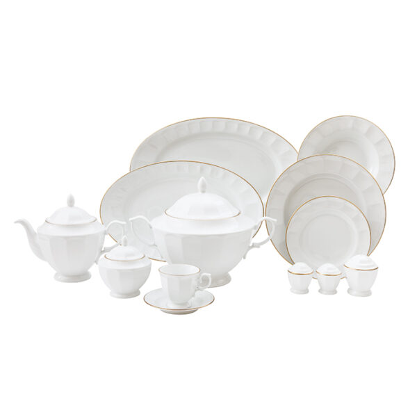 سرویس غذاخوری 83 پارچه چینی زرین ایران مدل یاسمن طرح زرین رزگلد