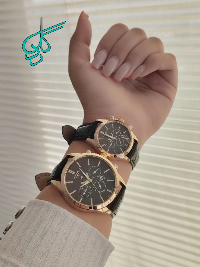 خرید ست ساعت مردانه و زنانه چرمی سیتیزن رنگ ثابت دارای رنگ بندی جدید و با کیفیت کد 2116219 - ردگل