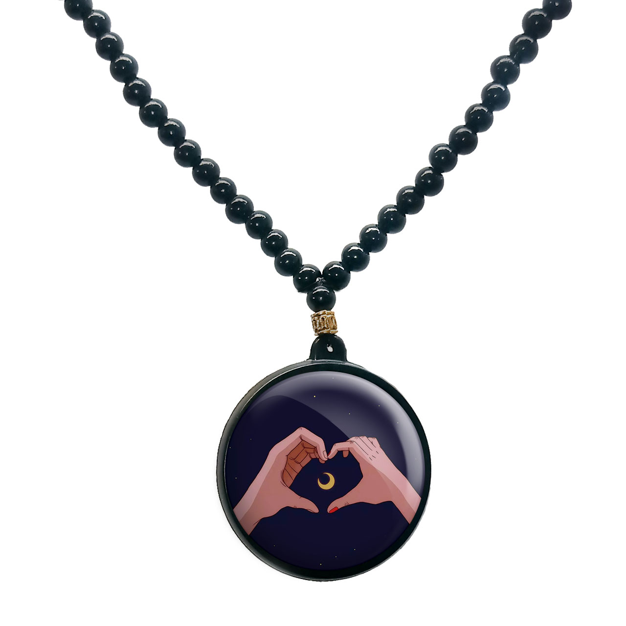 گردنبند پرمانه طرح ماه کد pmd.24674 مدل دو طرفه