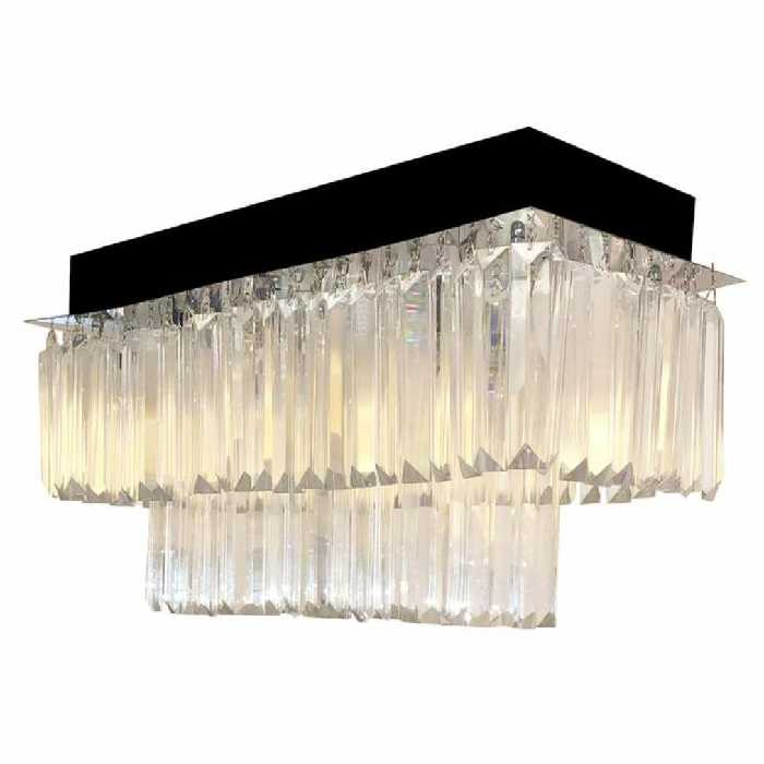 لوستر سقفی مستطیل کریستال سفید کد 02