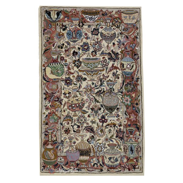 قالیچه دستبافت طرح کاسه کوزه کد 00C