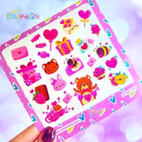 استیکر فانتزی خرس و خرگوش صورتی کد 048 | پانداک