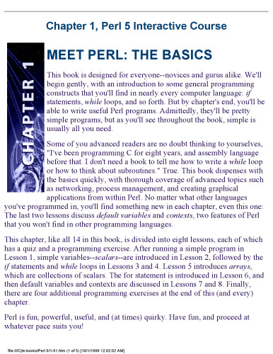 خرید و دانلود نسخه کامل کتاب Perl 5 Interactive Course