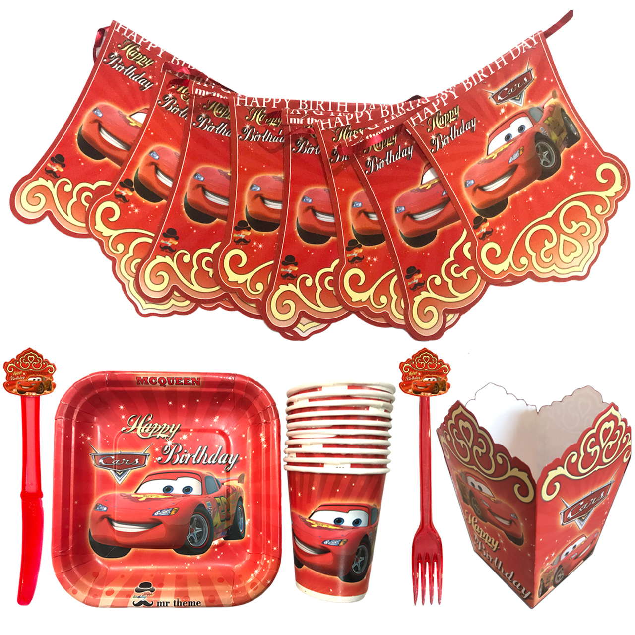 مجموعه 58 عددی تم تولد مسترتم طرح ماشین مک کوئین پلاس