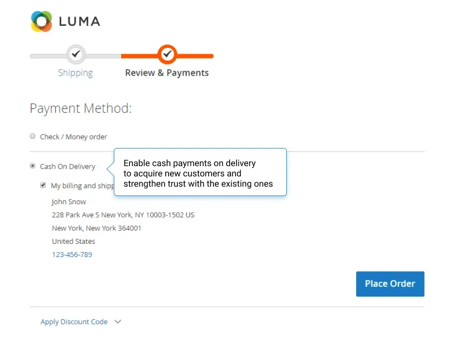 دانلود افزونه Cash on Delivery پرداخت هنگام دریافت کالا برای مجنتو