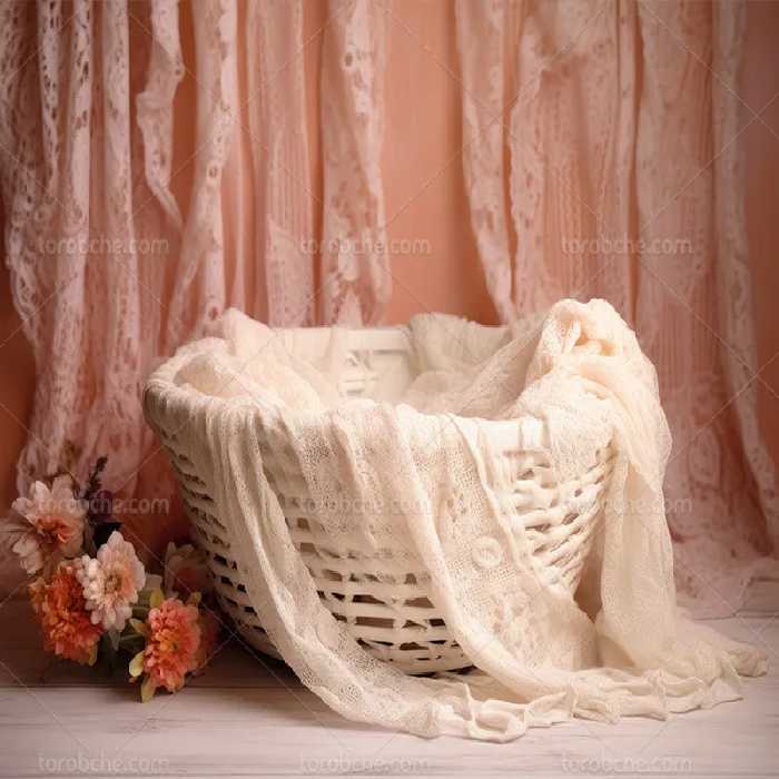 بک دراپ عکاسی کودک با گل های گلبهی | گرافیک با طعم تربچه