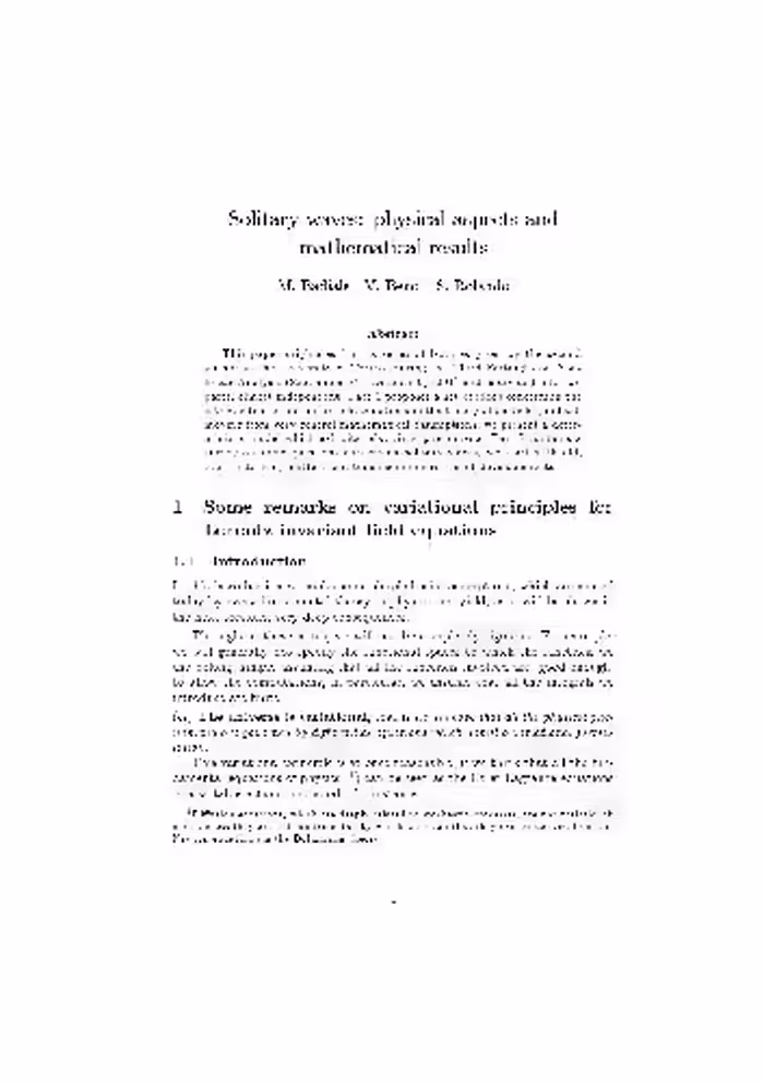 خرید و دانلود نسخه کامل کتاب Solitary waves physical aspects and mathematical results