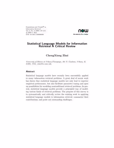 خرید و دانلود نسخه کامل کتاب Statistical Language Models for Information Retrieval - A Critical Review