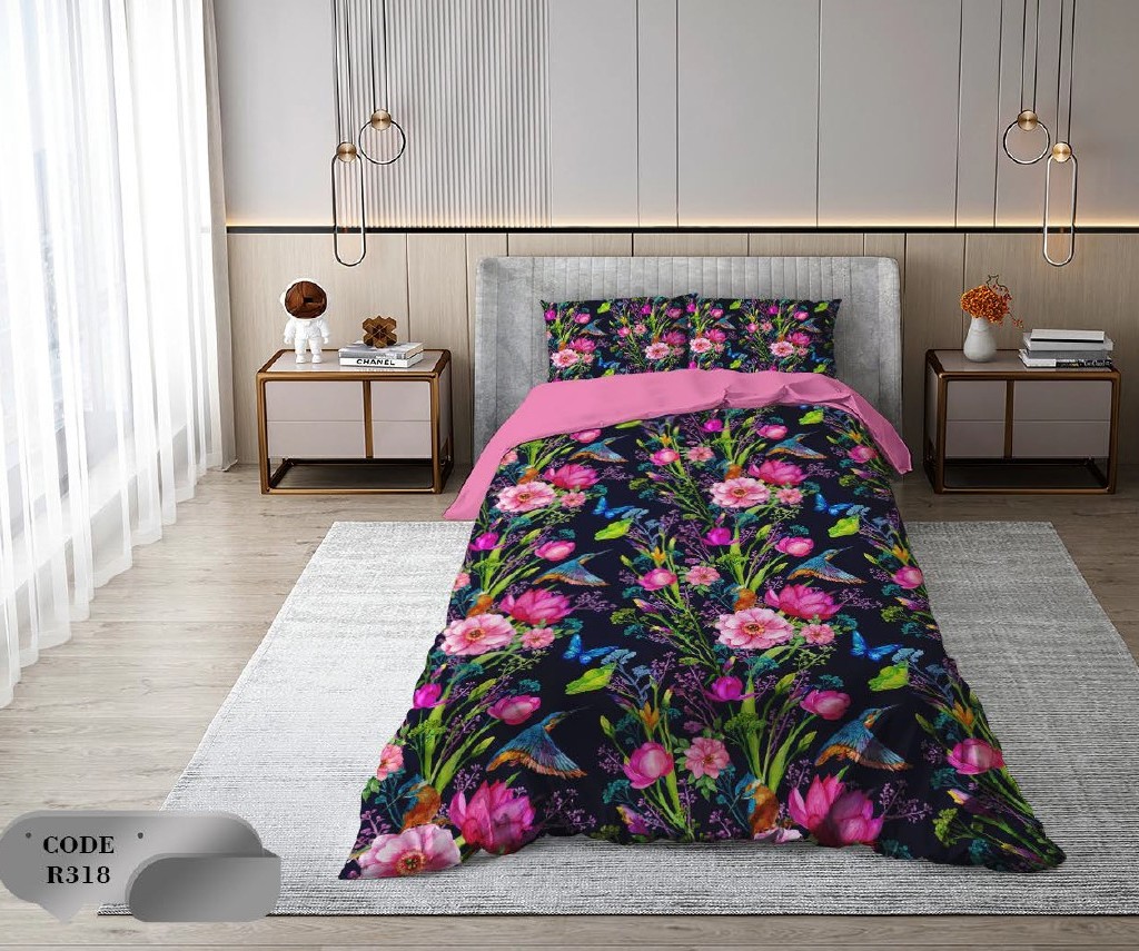 سرویس روتختی 2 نفره 6 تکه ابعاد 2.25 ×2.35 کشدار ضد حساسیت و عرق کد R318 | ست خواب و ست روتختی