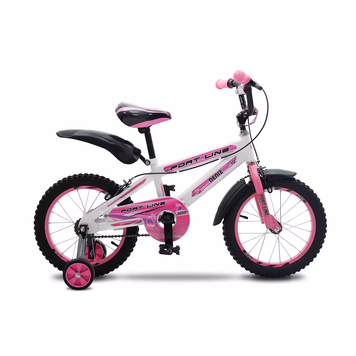 دوچرخه 16 کودک رنگ سفید صورتی مدل دنیز پورت لاین | دوچرخه کودک کالا 66 دوچرخه باکیفیت