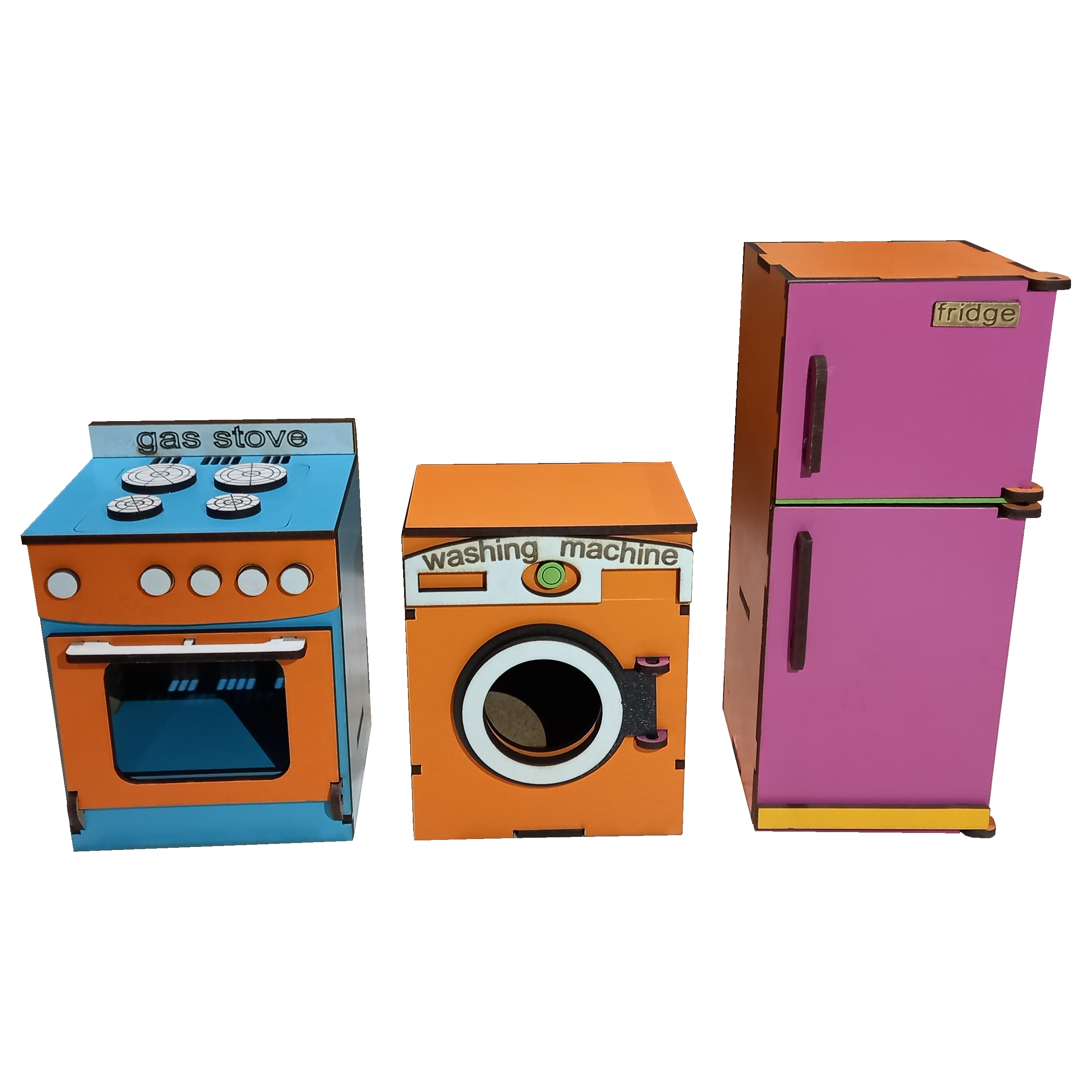 ست اسباب بازی آشپزخانه مدل یخچال و اجاق گاز و لباسشویی کد 003 مجموعه 3 عددی