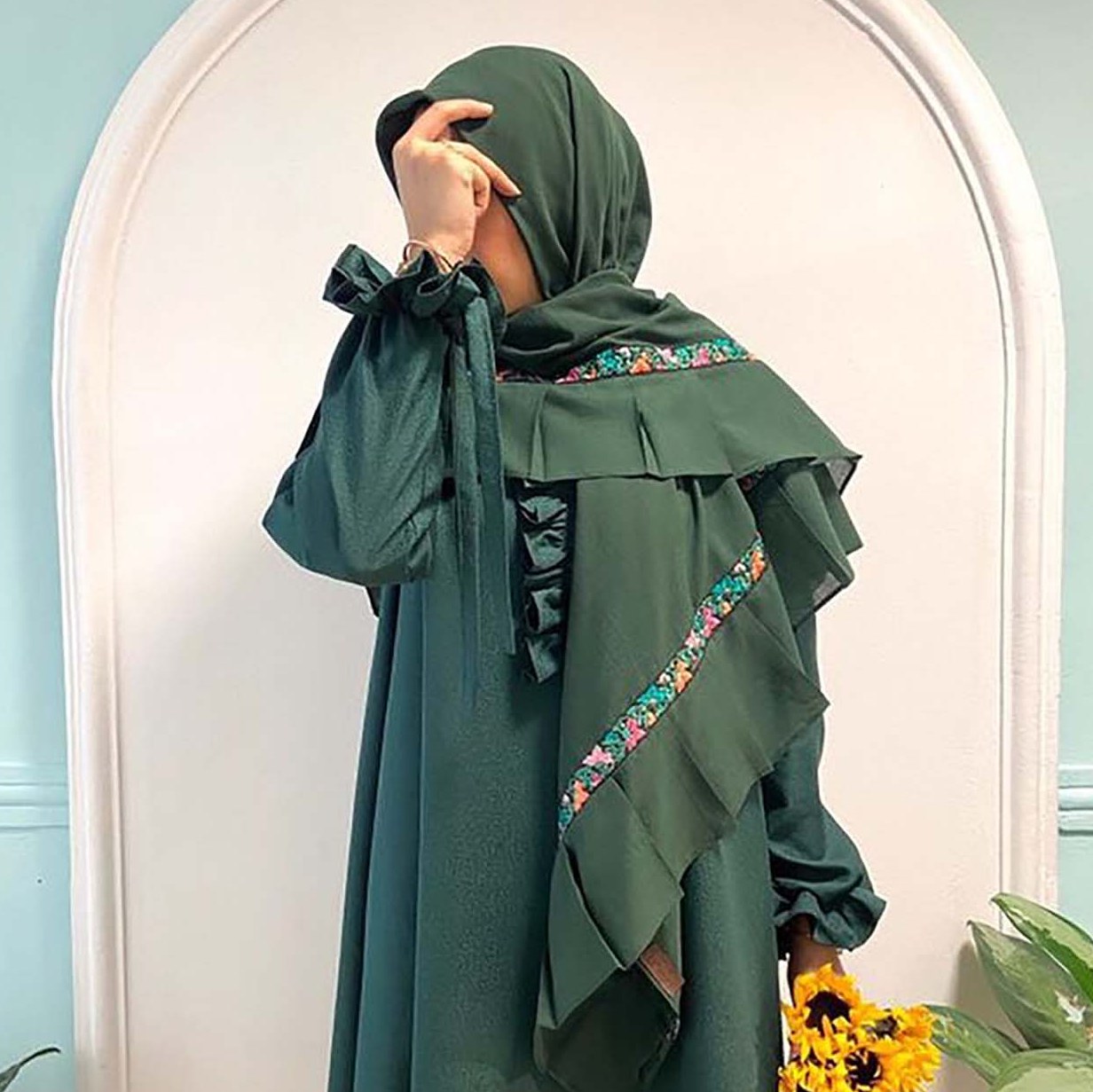 سبز دورچین نوار گلدار (وال نخی)