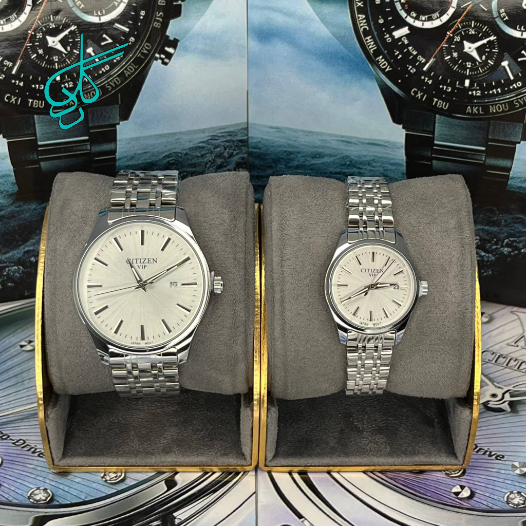 خرید ست ساعت زنانه و مردانه کلاسیک سیتیزن vip موتور ژاپن بند استیل کیفیت عالی کد 2117148 - ردگل