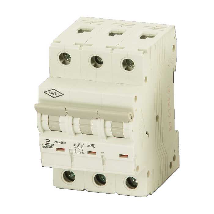 کلید مینیاتوری 6 آمپر سه فاز AC الکترو کاوه کد 6A-6KA-3P