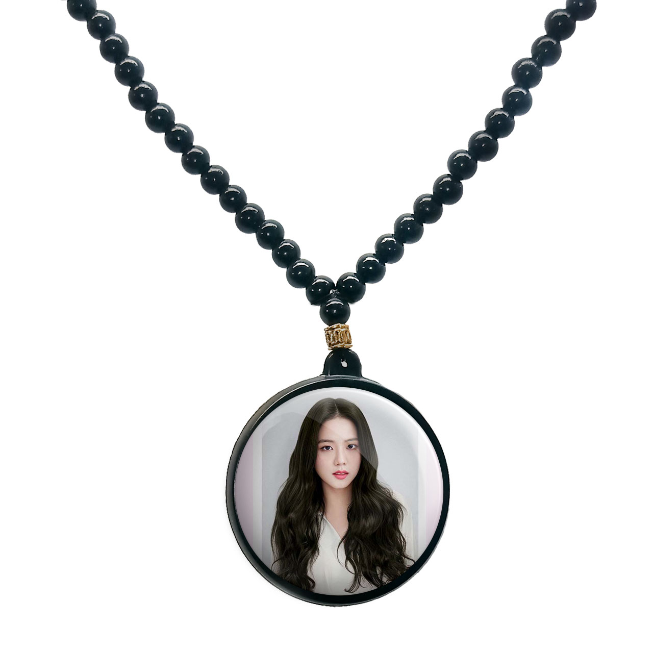 گردنبند پرمانه طرح بلک پینک کد pmd.6716 مدل دو طرفه