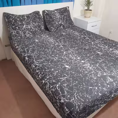 سرویس ملحفه مدل کشدوز niki05.25 طرح برفک کد 160  دو نفره سه تکه