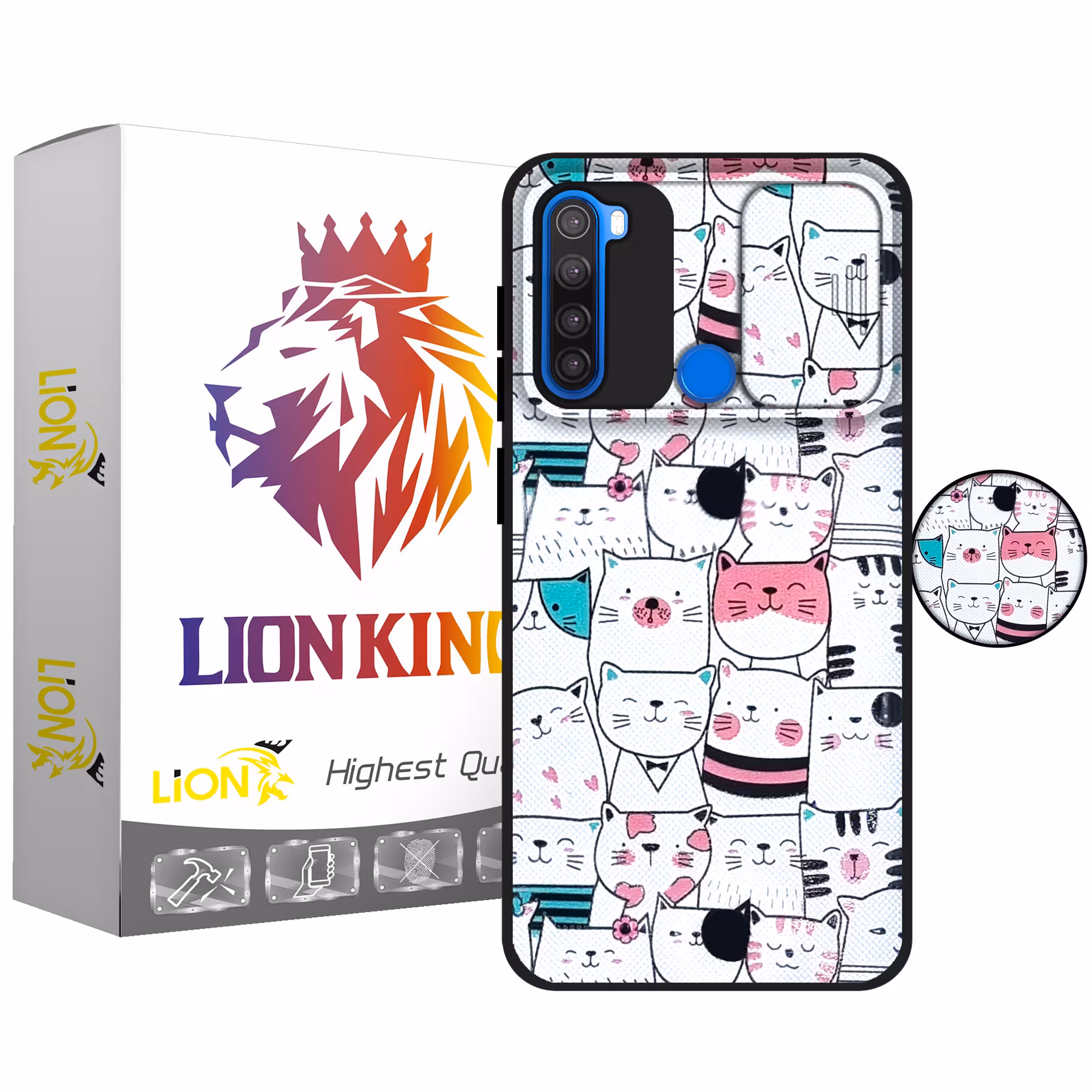 کاور لاین کینگ مدل Catpet J2 مناسب برای گوشی موبایل شیایومی Redmi Note 8 به همراه پایه نگهدارنده