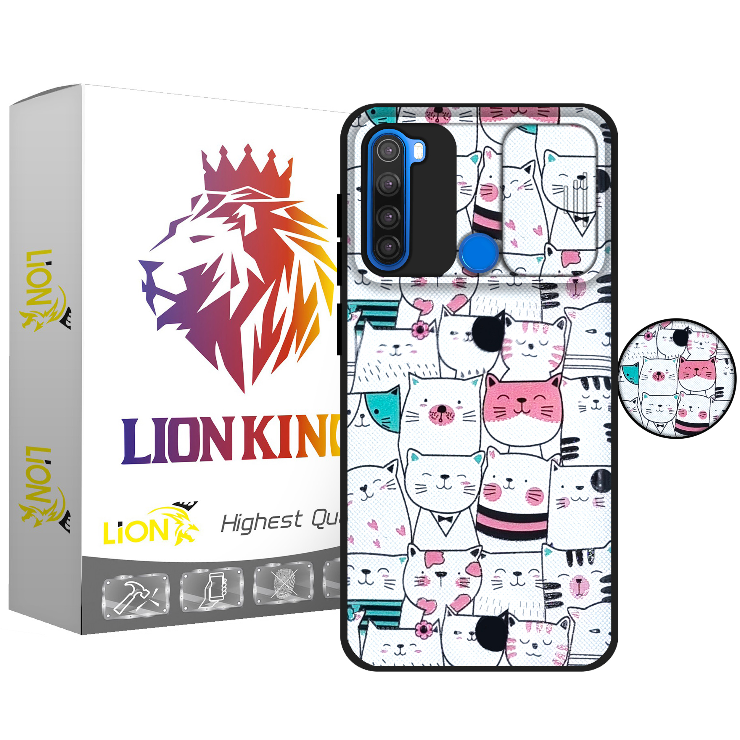 کاور لاین کینگ مدل Catpet J2 مناسب برای گوشی موبایل شیائومی Redmi Note 8 به همراه پایه نگهدارنده