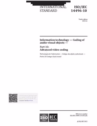 خرید و دانلود نسخه کامل کتاب ISO/IEC 14496-10:2022 - Information technology - Coding of audio-visual objects - Part 10: Advanced video coding