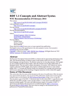 خرید و دانلود نسخه کامل کتاب W3C. RDF 1.1 Concepts and Abstract Syntax