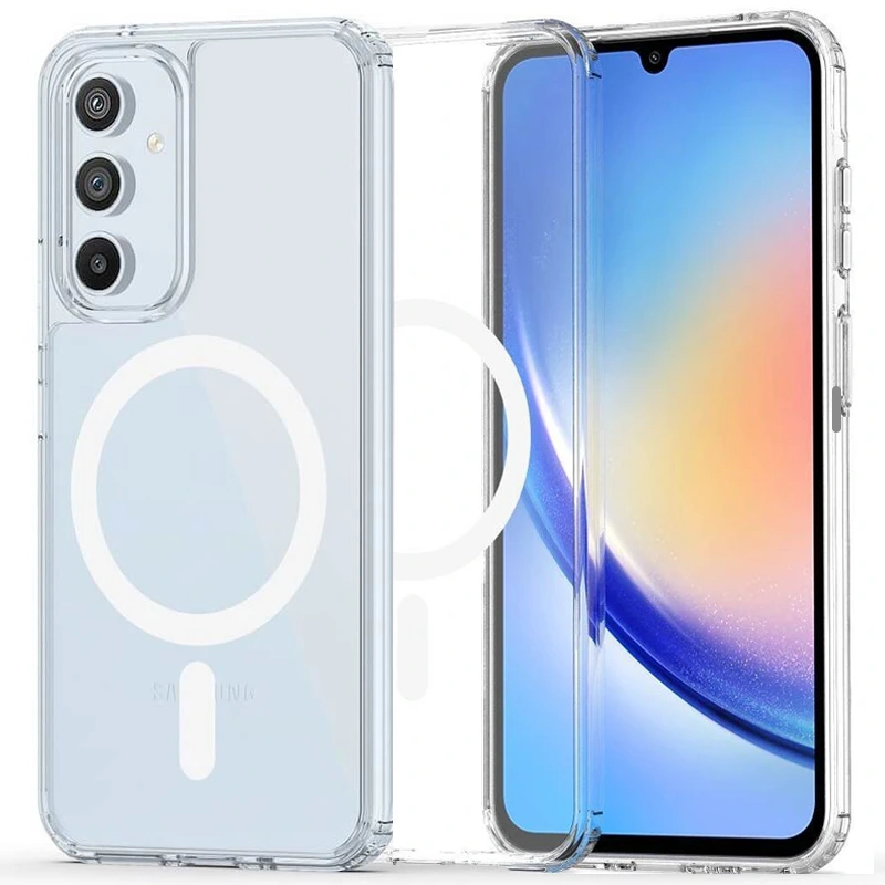 قاب شفاف طرح مگ سیف مناسب برای گوشی Samsung Galaxy A14 مدل دکمه فلزی