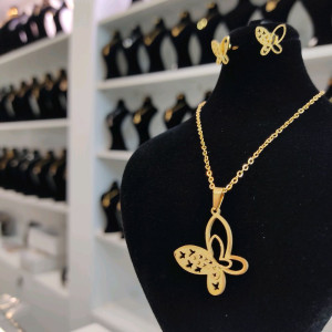 نیمست استیل شنی آینه ای پروانه طلایی رنگ ثابت