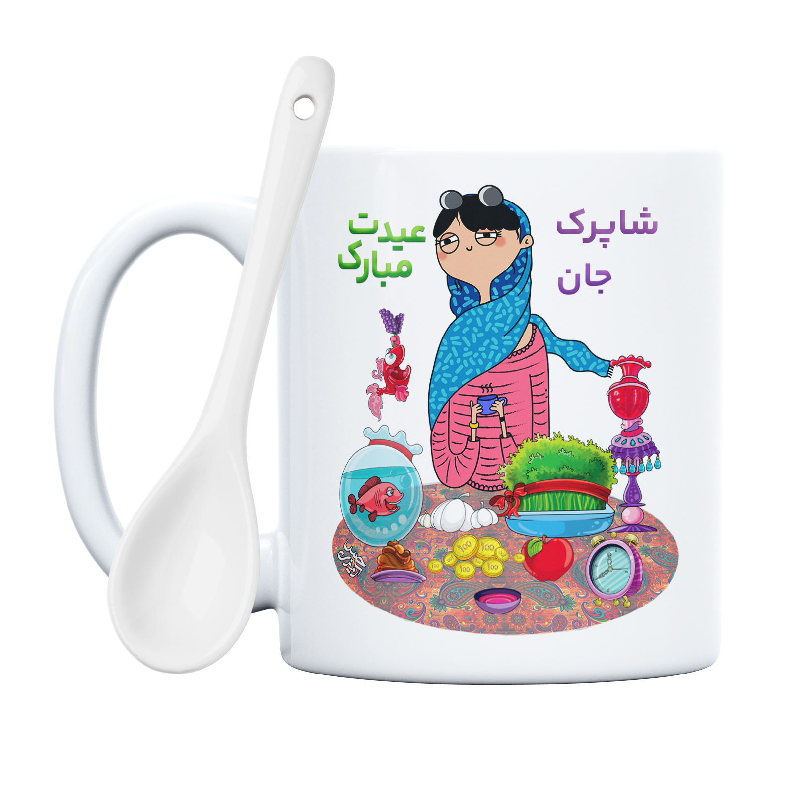 ماگ حس آمیزی طرح عیدت مبارک مدل شاپرک