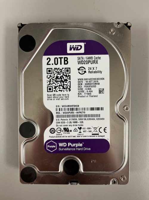 هارد بنفش 2 ترابایت WD PURPLE (استوک ) سلامت 100% – کارکرد بین 3 الی 4 سال