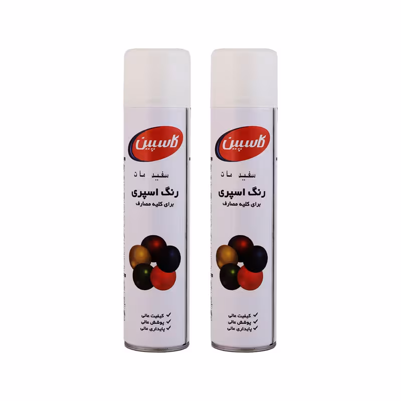 اسپری رنگ سفید مات کاسپین مدل cas حجم 300 میلی لیتر مجموعه 2عددی