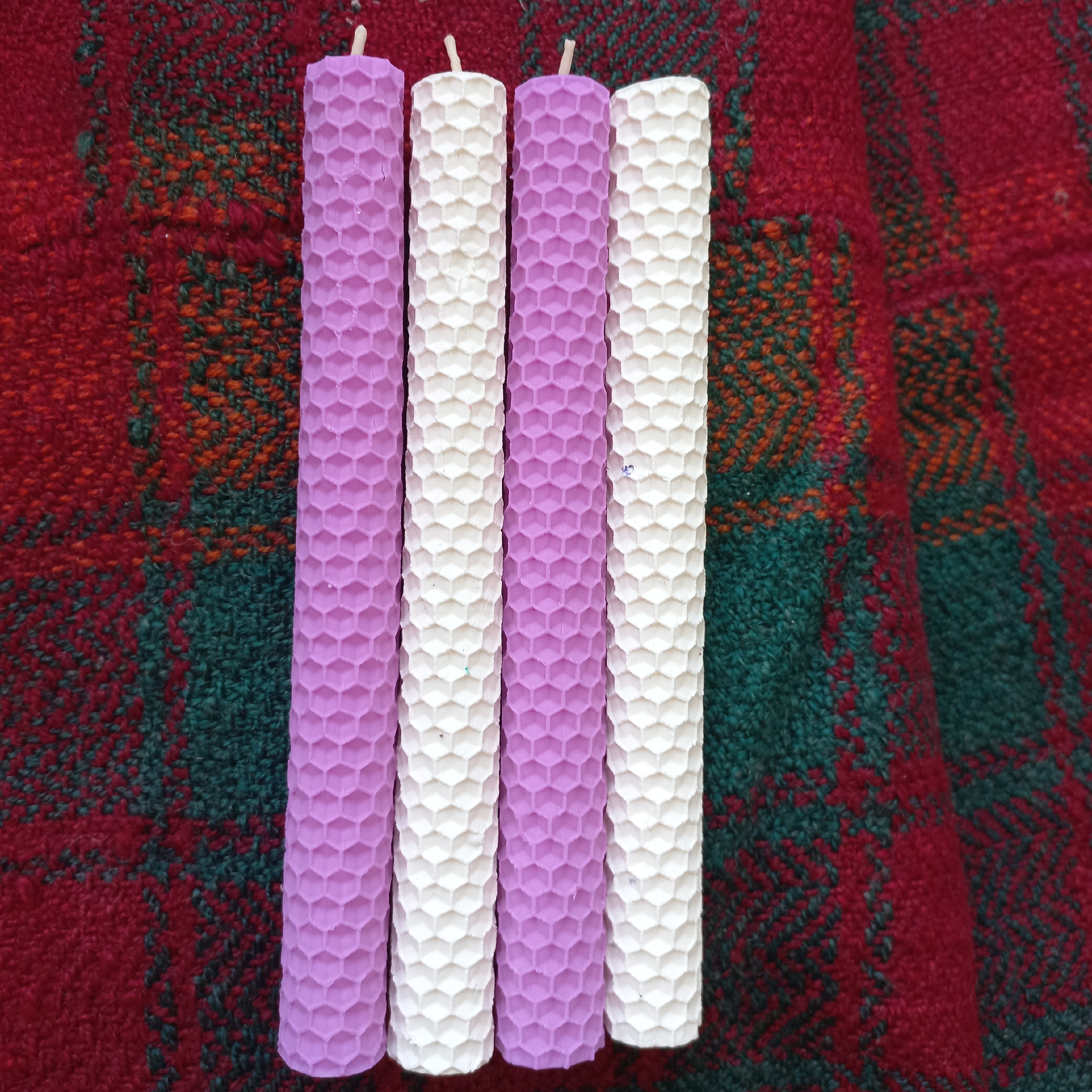 شمع موم عسل پک4عددی ارتفاع 18 قطر1.5  در رنگبندی زیبا 