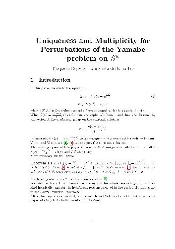 خرید و دانلود نسخه کامل کتاب Uniqueness and multiplicity for perturbations of the Yamabe problem on S^n