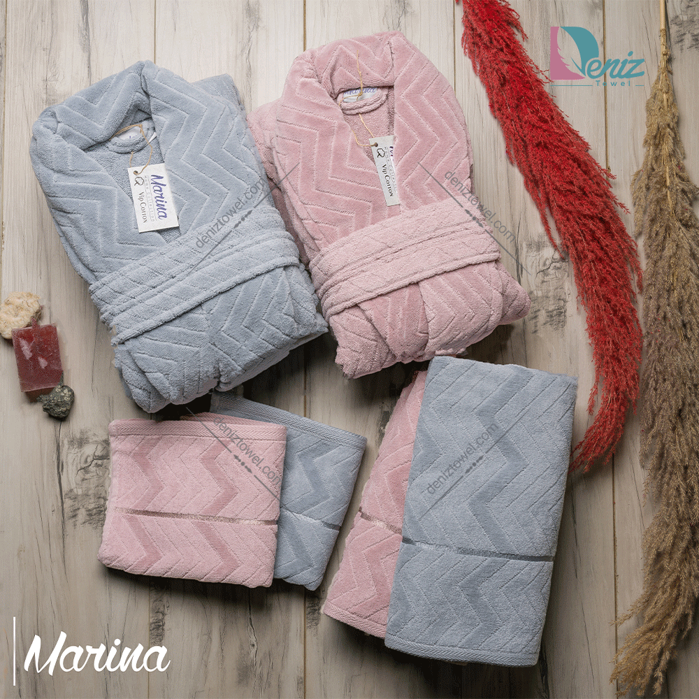 حوله ست دو نفره مارینا رنگ نقرابی و کالباسی