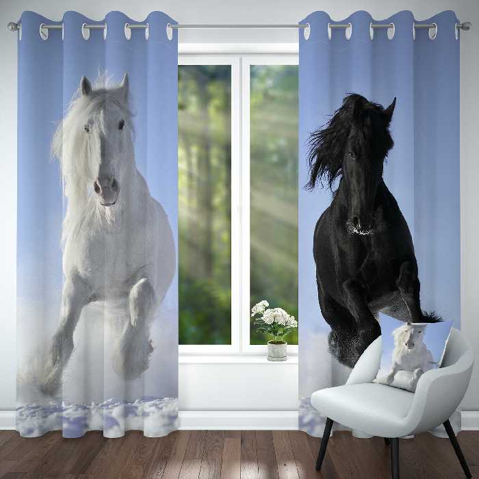 پرده پانچی مدل اسب کد 4343 سایز 140x280 سانتی متر
