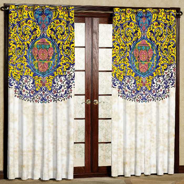 پرده مدل کاشی هازان پانچی کد 4273 سایز 140x200 سانتی متر