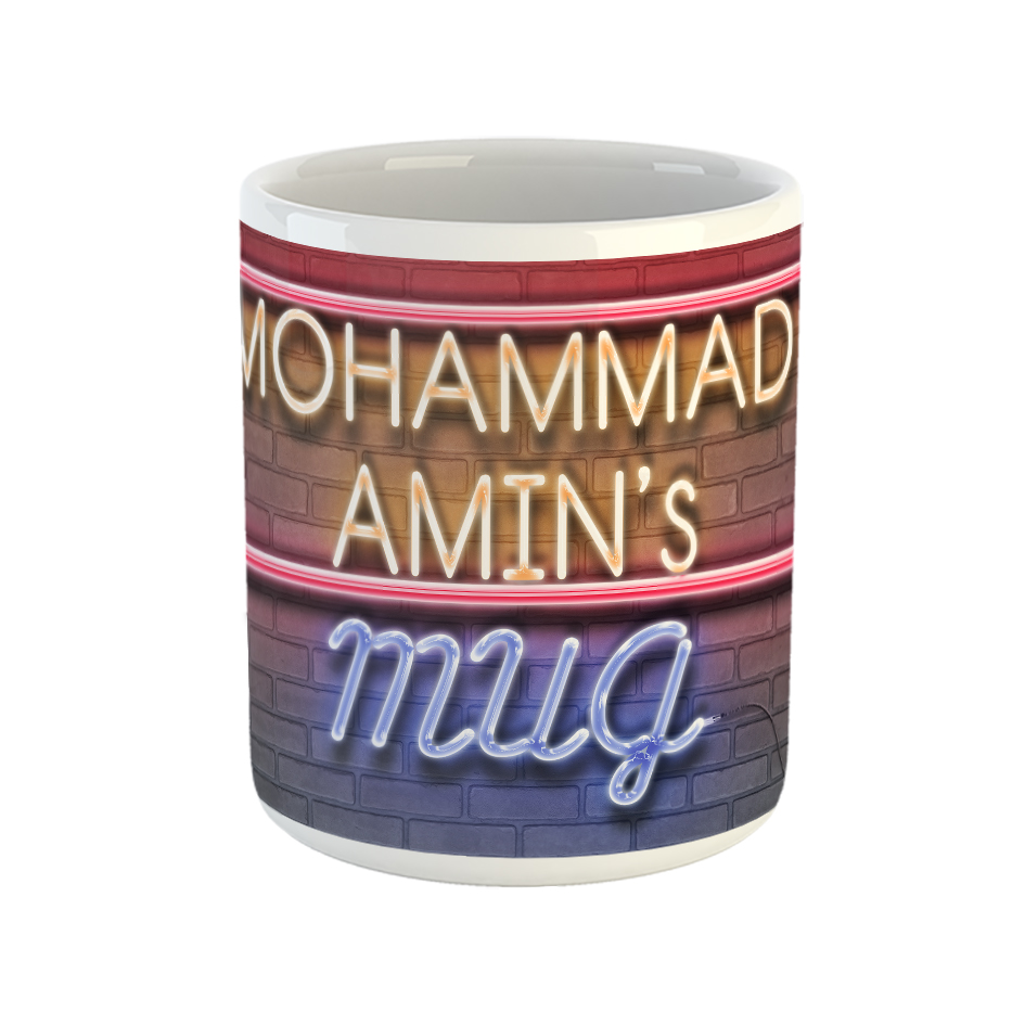 ماگ طرح تابلو نئون مدل محمد امین