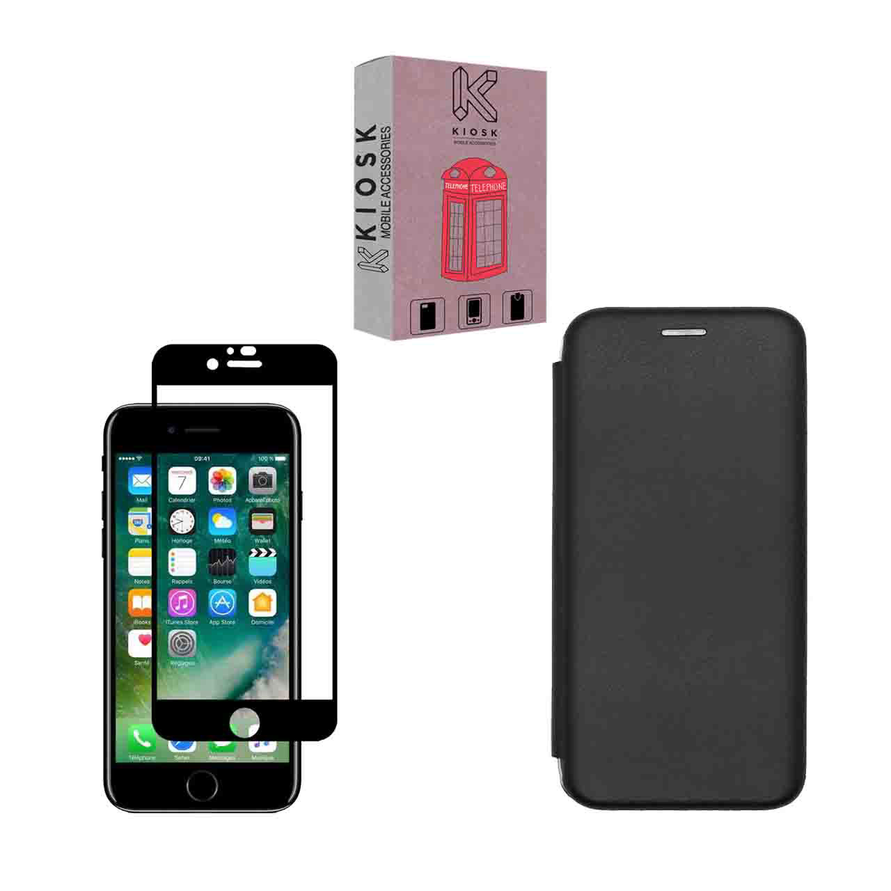 کیف کلاسوری کیوسک مدل KMGNT-KGF-1 مناسب برای گوشی موبایل اپل iPhone 7/8 به همراه محافظ صفحه نمایش