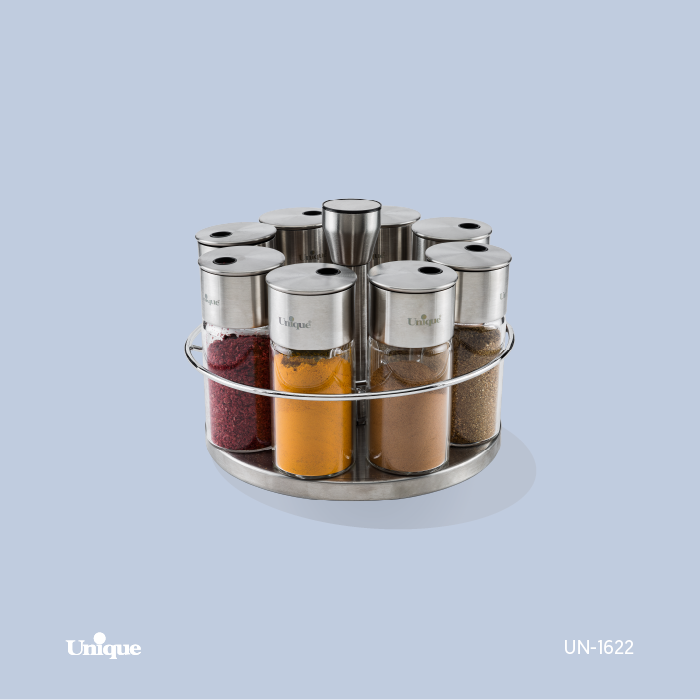 بانکه ادویه 8عددی استیل-استند گرد یونیک کد محصول: UN-1622