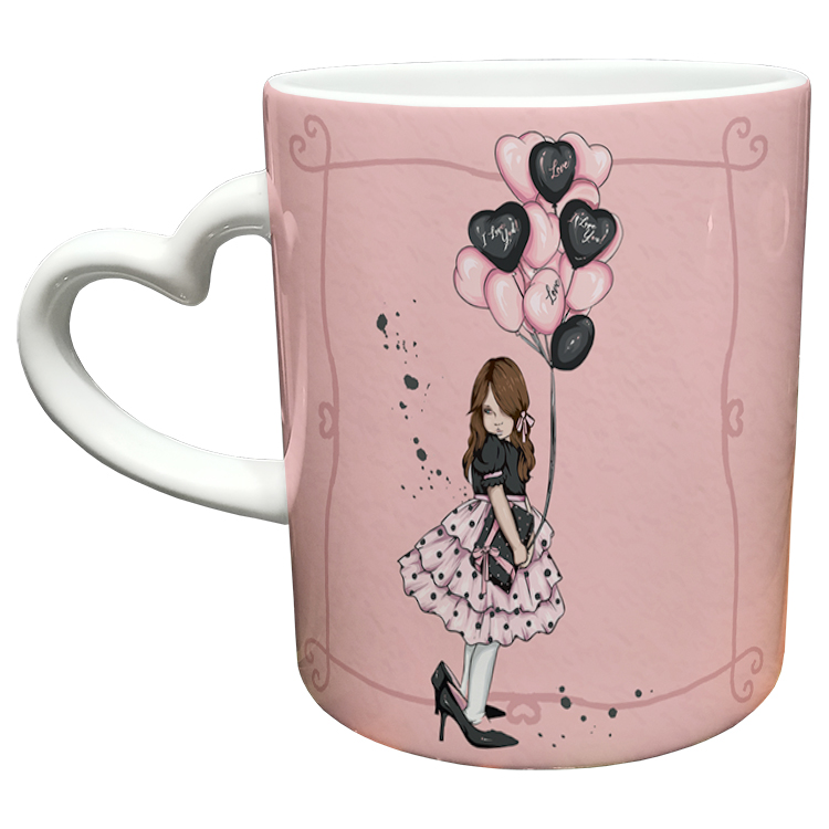 ماگ مدل دسته قلبی طرح عاشقانه کد 229