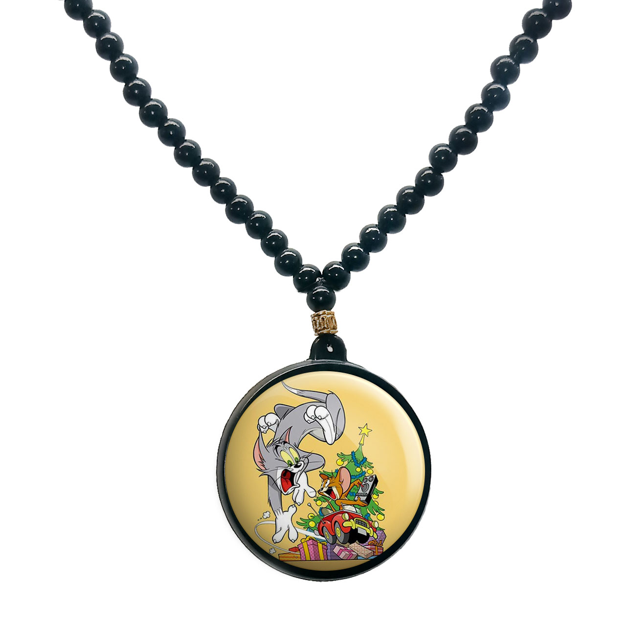 گردنبند پرمانه طرح تام و جری کد pmd.10713 مدل دو طرفه