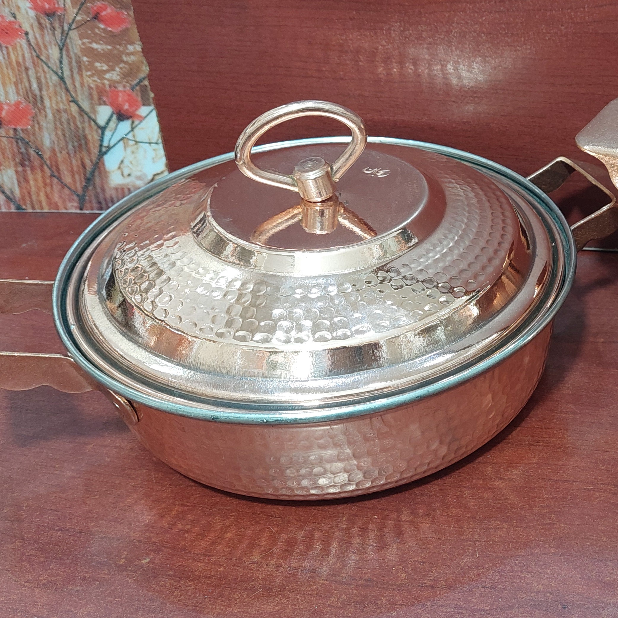 ماهیتابه مسی دردار راسته  سایزوسط
